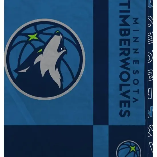 NBA Minnesota Timberwolves 60"x70" Reverse Block Wordmark Double Sided Flannel Fleece Blanket image {1}