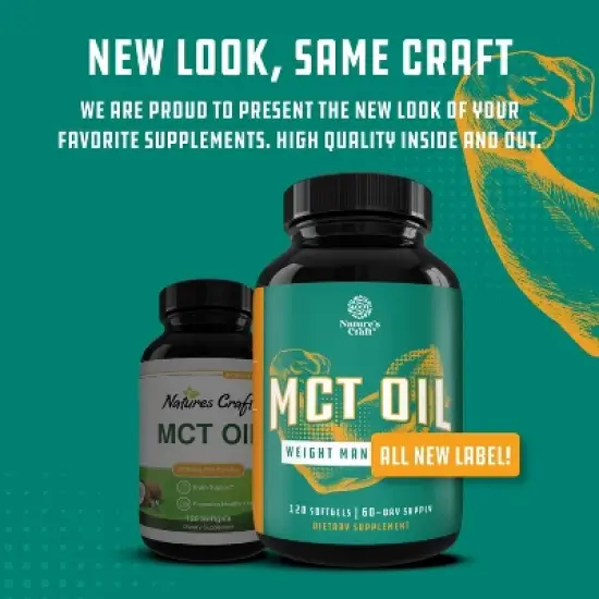 C8 Mct Coconut Oil Softgels, Capric Triglycerides Supplement for Body Sculpting, Enhanced Energy, Stamina & Weight Loss, Nature's Craft, 120ct image {7}