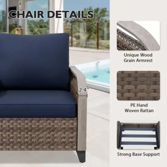 EAGLE PEAK Wicker Bistro Table and Chairs, Outdoor Bistro Set, Rattan Patio Furniture, Wicker Patio Chairs & Table, 3 Piece Set image {3}