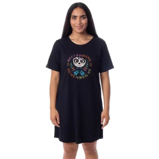 Disney Womens' Coco Movie Film Remember Me Nightgown Sleep Pajama Shirt Black image {3}