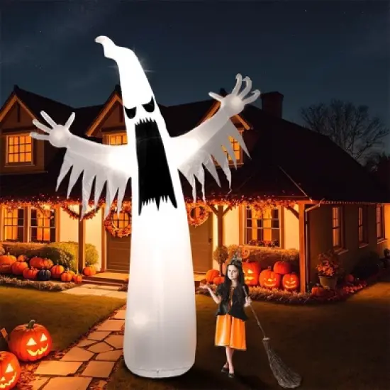 Joyfy 12 FT Halloween Inflatable Outdoor Decoration, Towering Terrible Ghost Inflatable with Built-in LED for Halloween Party Yard Outdoor Decoration image {3}
