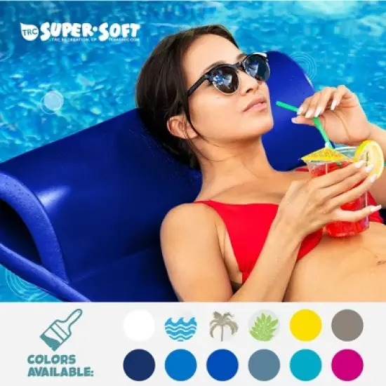 TRC Recreation 2-Pack Sunsation 1.75" Thick Foam Pool Float Lounger, Navy Blue w/ Headrest for Lounging & Sunbathing in Swimming Pools, Beaches & image {5}