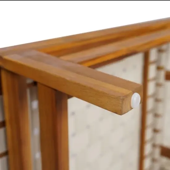 Christopher Knight Home Berywn Outdoor Acacia Wood Adjustable Chaise Lounge with Rope Seat image {9}