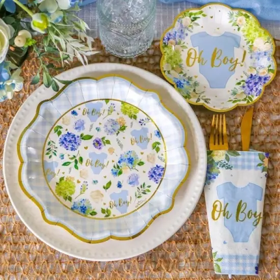 Kate Aspen Floral & Gingham Baby Shower Onesie Tableware Set image {1}
