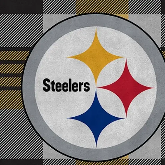 NFL Pittsburgh Steelers Plaid Steel Royal Plush Faux Shearling Blanket image {1}