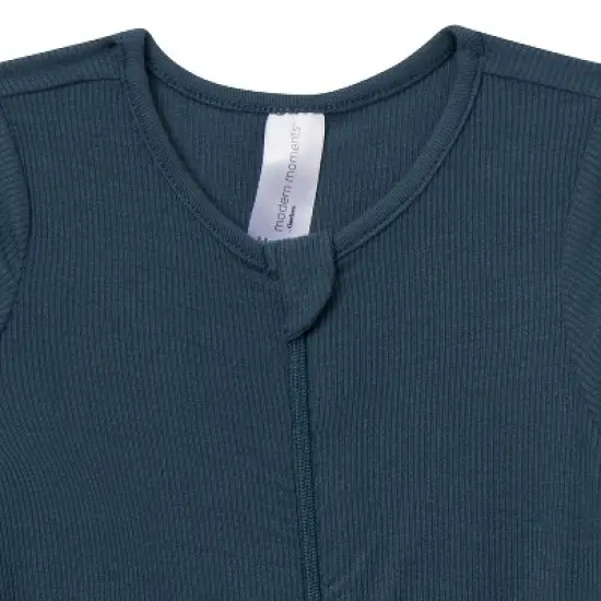 Modern Moments by Gerber Baby Boys' 2-Pack Long Sleeve Footless Rompers, Blue image {3}