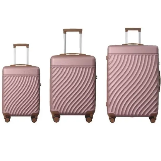 3-Piece ABS Hardshell Luggage Set, Suitcases with Spinner Wheels and TSA Lock (20", 24", 28"), Grey image {10}