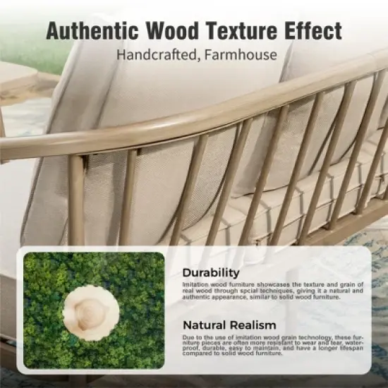 Captiva Designs 4PC Windsor Style Patio Outdoor Sofa Conversation Set with Swivel Chairs for Deck Lawn Backyard image {5}