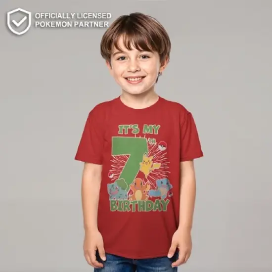 Boy's Pokemon It's My 7th Birthday Starters T-Shirt image {4}