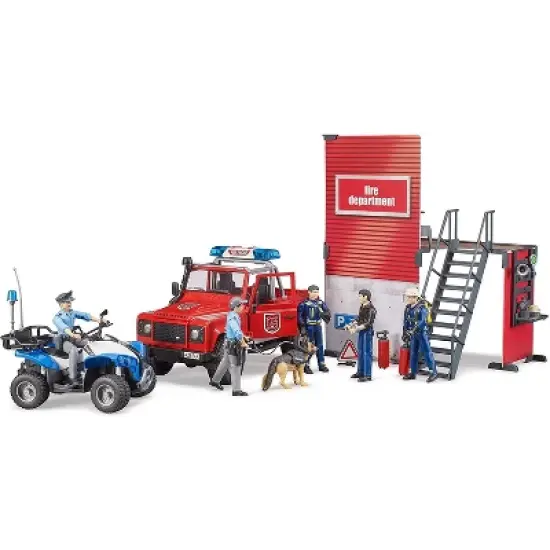 Bruder bworld Firestation with Land Rover, Fireman and Accessories image {5}