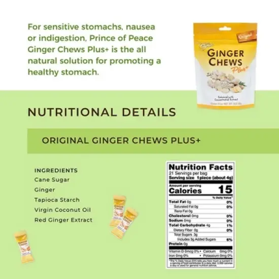 Prince of Peace Ginger Chew Plus+ Original, 3 oz. image {3}