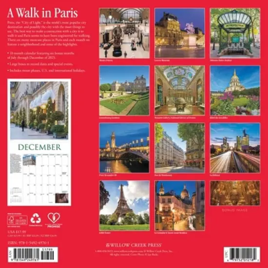 Willow Creek Press 2026 A Walk in Paris Wall Calendar image {1}
