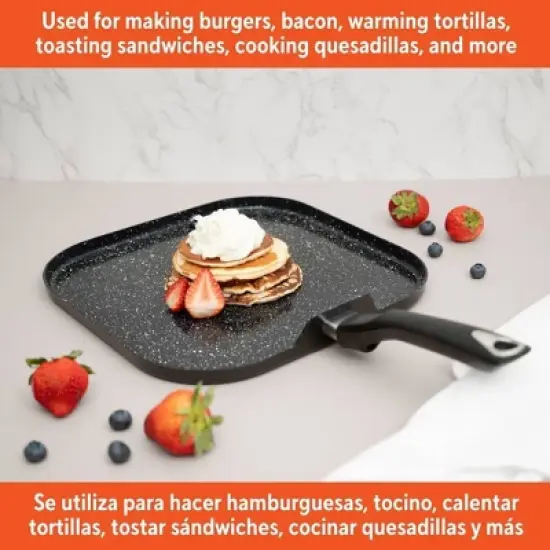 IMUSA 11" Ceramic Bistro Square Griddle Black: Pancake & Tortilla Stovetop Griddle, Aluminum, Hand Wash image {5}