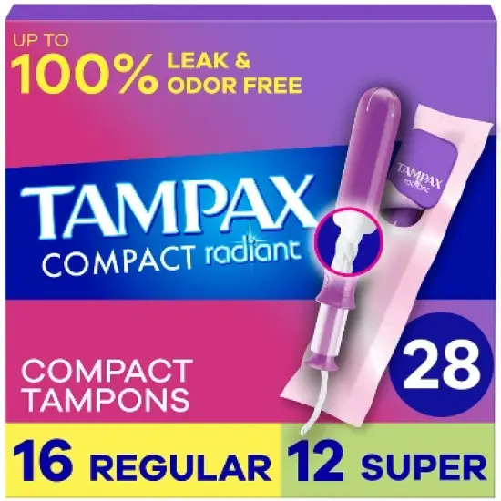 Tampax Compact Radiant Multipack Regular/Super Absorbency Unscented Plastic Tampons - 28ct image {14}