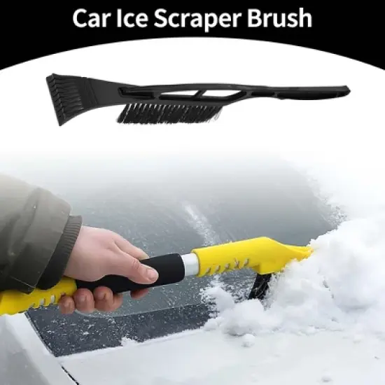 Unique Bargains Universal Car Ice Scraper Brush with Broom SUV Snow Frost Remover for Car Truck RV Nylon 1pc image {1}