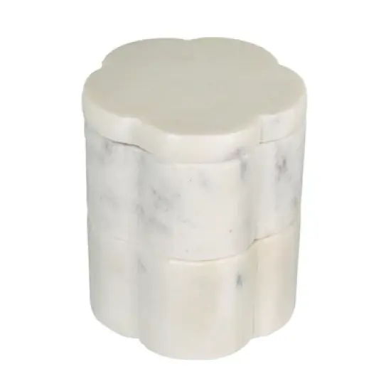 Storied Home Elegant Marble Pinch Pot with Lid, White image {7}