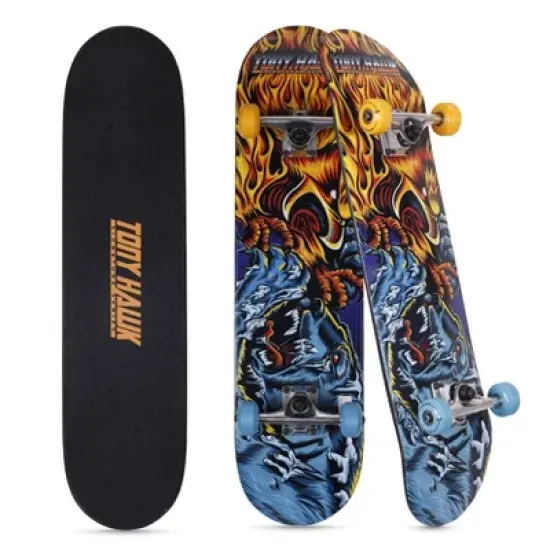 Tony Hawk 31 inch Skateboard, Tony Hawk Signature Series 3, 9-ply Maple Deck Skateboard for Cruising, Carving, Tricks and Downhill, Fire/Ice image {8}
