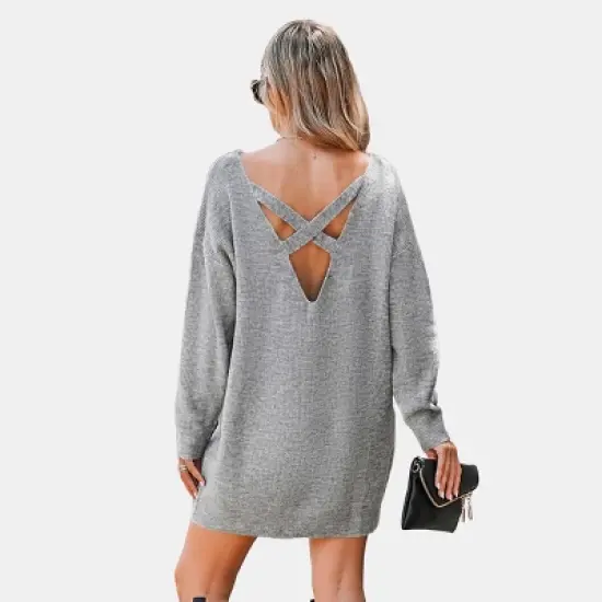 Women's Heathered Knit Mini Sweater Dress - Cupshe image {7}