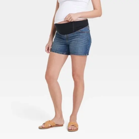 Over Belly Maternity Jean Shorts - Isabel Maternity by Ingrid & Isabel&trade; image {3}