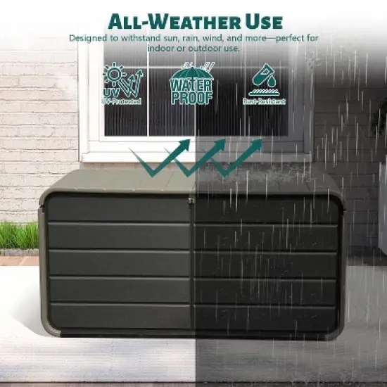 Gulches 200 Gallon Plastic Deck Box, Gray, Large Patio Storage with Lock, Wheels & Waterproof Lid for Outdoor Cushions Garden Pool Supplies image {4}