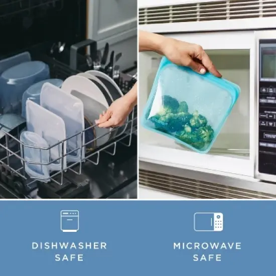 stasher Premium Silicone Reusable Food Storage Bags Lunch Starter Kit - Clear - 4pk image {6}