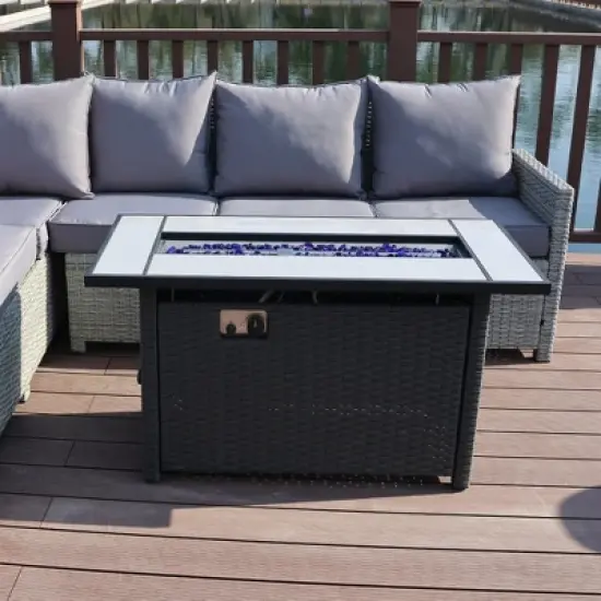 Sol Living 45&sbquo;&Auml;&ugrave; Outdoor Fire Pit Propane Firepit Table with Lid & Lava Rocks 50,000 BTUs image {2}