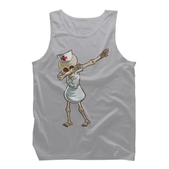 Men's Design By Humans Halloween Dabbing Funny Skeleton Nurse RN Costume Gift By COVI Tank Top image {8}