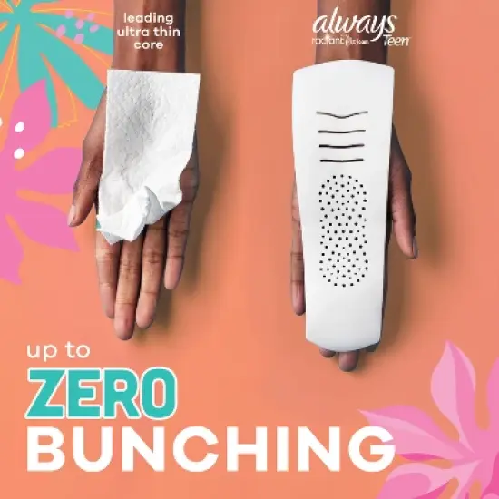 Always Radiant FlexFoam Teen Pads Regular Absorbency with Wings - Unscented - 28ct image {6}