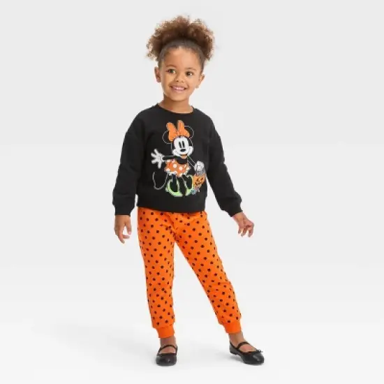 Toddler Girls' Disney Minnie Mouse Halloween Fleece Top and Bottom Set - Black image {2}