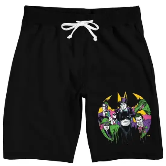 Batman Hero And Villains Men's Black Sleep Pajama Shorts image {5}