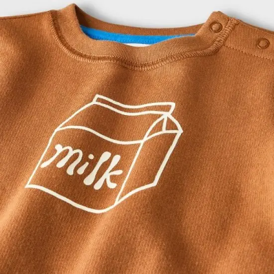 Baby 2pc Cookie Fleece Graphic Top & Bottom Set - Cat & Jack&trade; Brown image {2}