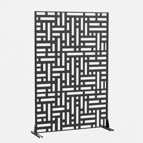 PexFix 47 in. x 72 in. Outdoor Metal Privacy Screen Garden Fence in Streets Pattern in Black image {8}