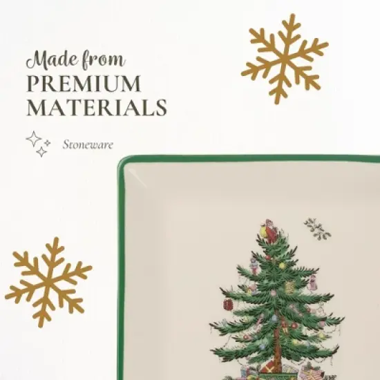 Portmeirion Christmas Tree Tidbit Square Plates (Set of 4) - 5" Ceramic Plates for Canap&eacute;s, Sweets, and Desserts - Dishwasher, Microwave, Freezer Safe image {3}