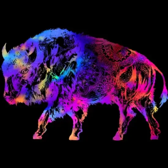 Junior's Design By Humans Rainbow Buffalo By ZeichenbloQ T-Shirt image {1}