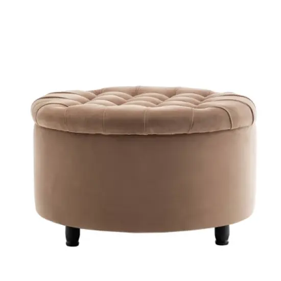Large Round Tufted Storage Ottoman with Lift Off Lid - WOVENBYRD image {24}