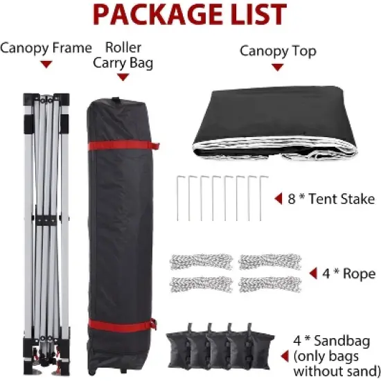 Acekool 10x10 Pop Up Canopy Tent, One-Person Setup Instant Shelter, Adjustable Heights, Wheeled Bag, Sandbags & Stakes, Outdoor Shade, White image {2}