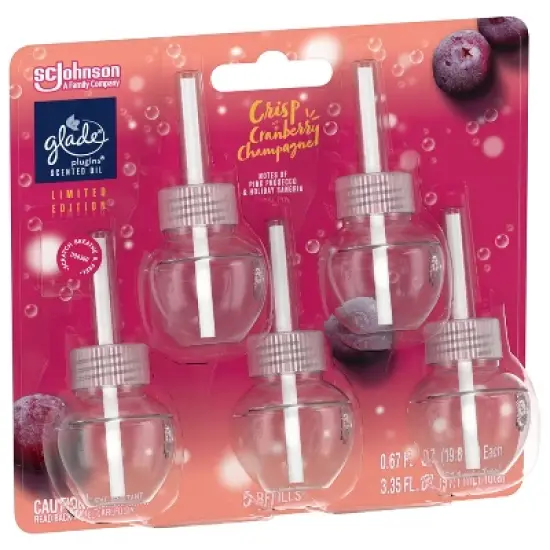 Glade PlugIns Scented Oil Air Freshener - Crisp Cranberry Champagne Refill - 3.35oz/5pk image {9}