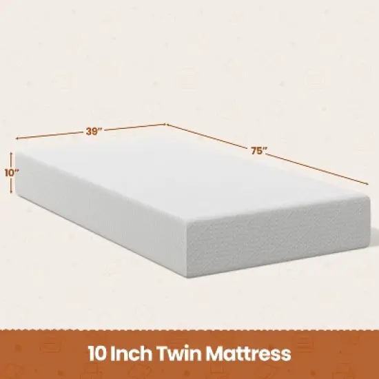 Yaheetech 10" Gel Memory Foam Mattress with Green Tea Scent, Cooling Tech, 3 Foam Layers image {2}