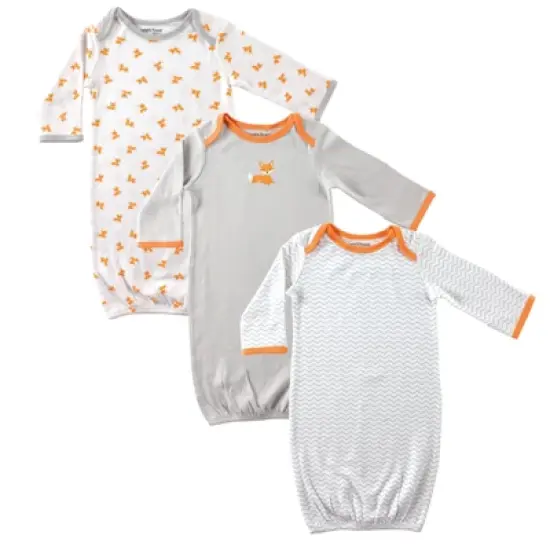 Luvable Friends Baby Boy Cotton Gowns, Fox, 0-6 Months image {1}