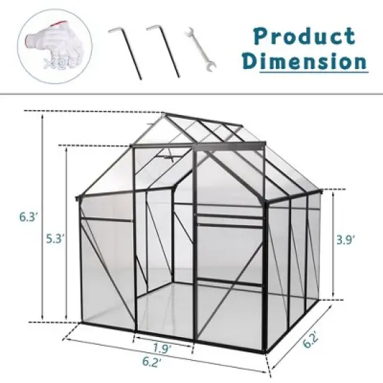 Walk In Greenhouse, Greenhouses With Sliding Door, Adjustable Roof, Drainage System & Galvanized Base, Metal Frame Greenhouse For Backyard image {4}