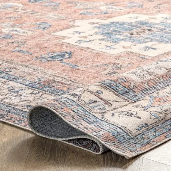nuLOOM Eleanor Machine Washable Distressed Medallion Area Rug image {3}