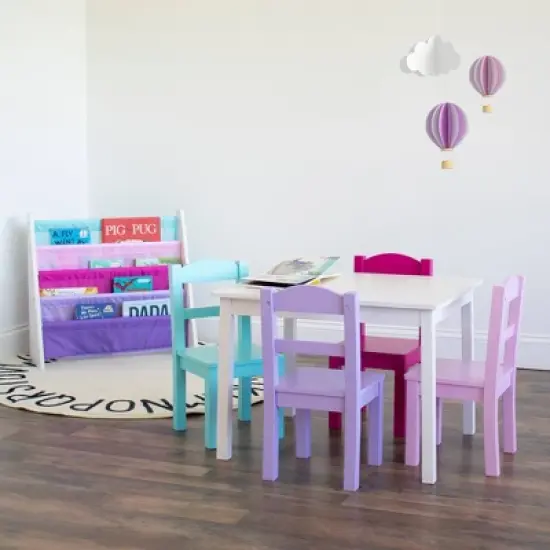 5pc Forever Kids' Wood Table and 4 Chair Set White - Humble Crew image {3}
