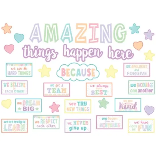 Teacher Created Resources Pastel Pop Amazing Things Happen Here Bulletin Board Set image {1}