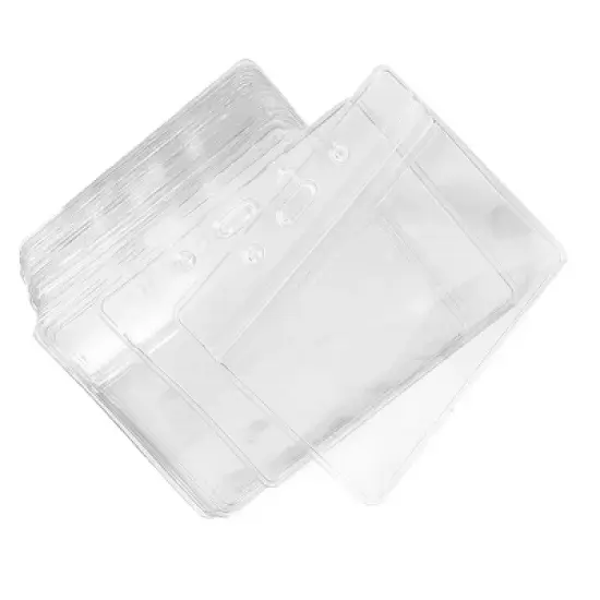 Unique Bargains Plastic Horizontal Name Tag Employee Badge ID Card Holders Clear 50 Pcs image {2}