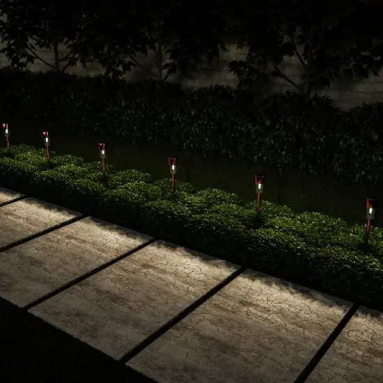 Nature Spring Set of 12 Stainless Steel Solar Path Lights - 12.2", Bronze image {3}