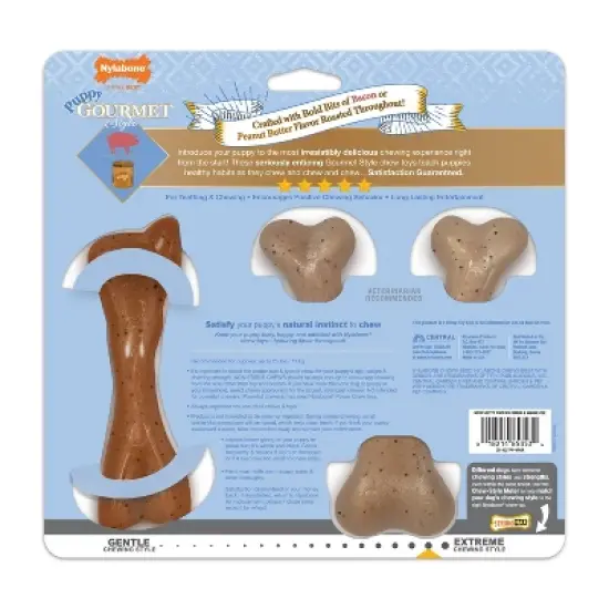 Nylabone Gourmet Style Strong Puppy Bundle Chew Toy - Bacon Peanut Butter - Small - 2ct image {1}