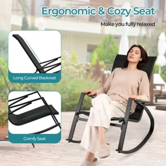 Tangkula 4 PCS Patio Rocking Chairs w/ Ergonomic Backrest Seat Safe Stoppers for Backyard image {6}