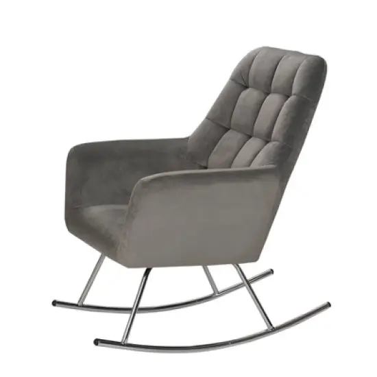 Gift Mark Deluxe Adult Rocking Chair with Chrome Legs - Gray image {1}
