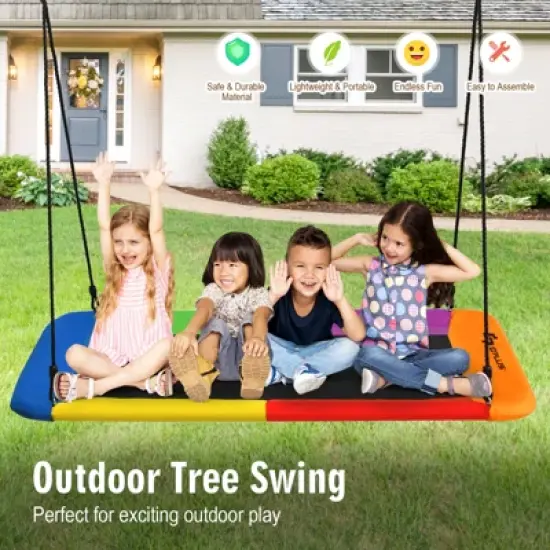 Infans 700lb Giant 60" Platform Tree Swing Outdoor w/ 2 Hanging Straps Colorful image {1}