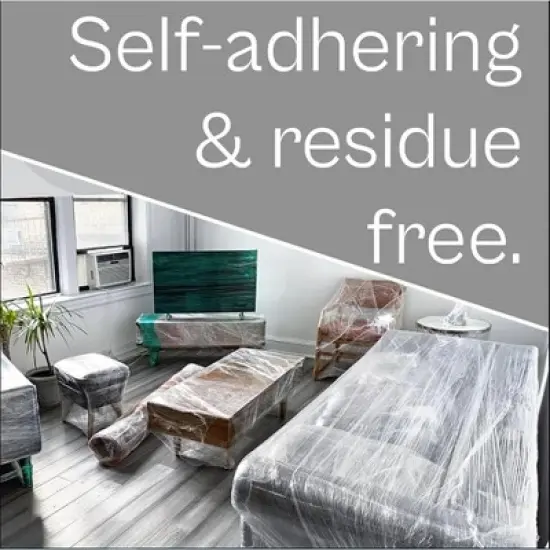 PSBM 12 Rolls 5" x 700 Ft. Clear Hand Wrap Stretch Shrink Film with Handle, 120 Ga image {6}